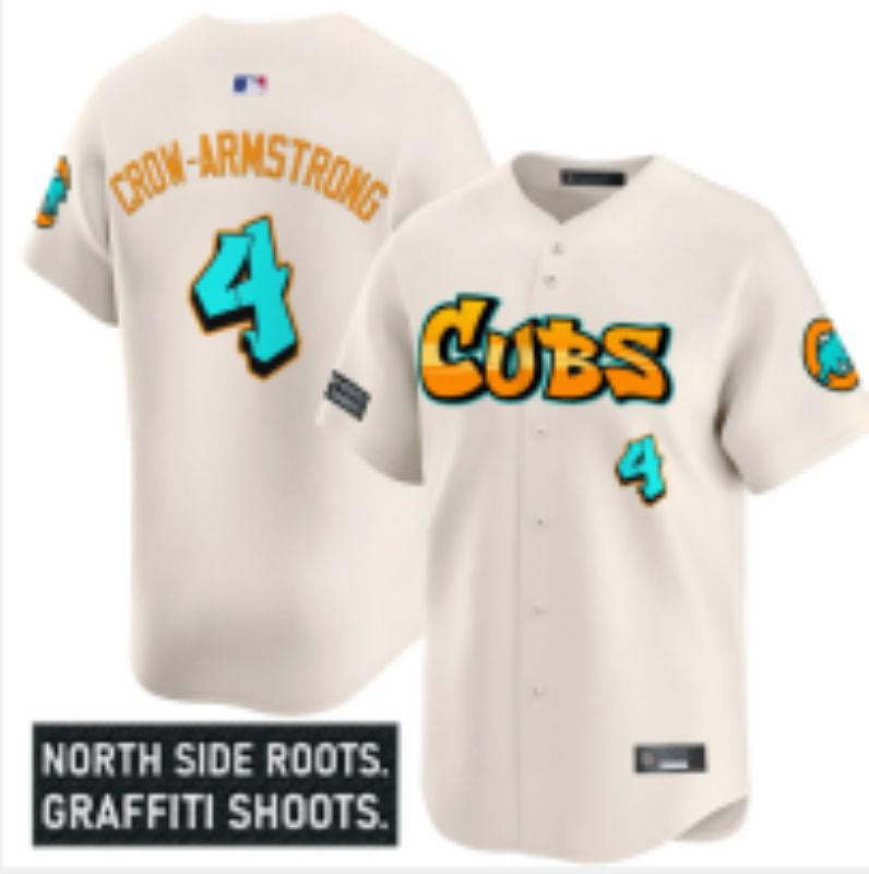 Men 2025 Chicago Cubs #4 Crow-Armstrong Cream Five generations Joint Name Nike MLB Jersey style 2->chicago cubs->MLB Jersey